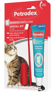 lot 50847 image: Petrodex Dental Care Kit for Cats, Cat Toothbrush and Toothpaste, Cleans Teeth and Fights Bad Breath, Reduces Plaque Tartar Formation, Malt Flavor, 2.5oz Toothpaste  Toothbrush