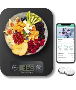 lot 50849 image: Smart Digital Food Scale for Weight Loss, Kitchen Food Scale Grams and Ounces with Nutritional Calculator, Food Weight Scale for Diet, Keto, Macro, Calorie, Cooking, Meal Prep 0.1oz11lb