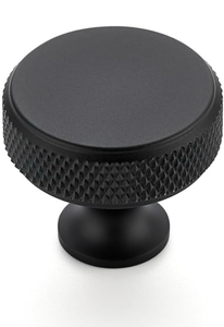 lot 51867 image: Ravinte 25 Pack Round Matte Black Knobs Knurled Single Hole Pulls Solid Black Kitchen Cabinet Hardware Handles for Drawers