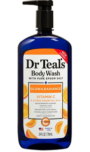 lot 51872 image: Body Wash with Pure Epsom Salt, Glow & Radiance, Vitamin C & Citrus Essential Oils Teals, 24 fl oz