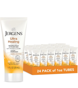lot 51876 image: Jergens Ultra Healing Dry Skin Moisturizer, Travel Size Body and Hand Lotion, 1 Oz (Pack of 24)