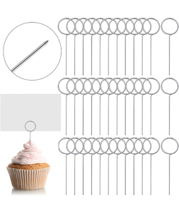 lot 51882 image: Seajan 100 Pcs 2.24 Inch Floral Card Holder Picks Stainless Steel Pin Wire Card Picture Cake Photo Memo Note Holders Centerpieces for Meat Food DIY Party Accessories Decoration