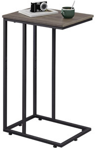 lot 51885 image: WLIVE Small Side Table, C Shaped End Table for Couch, Sofa and Bed, Tv Tray Table That Slides Under for Living Room, Bedroom, Bedside, Gray and Black