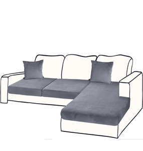 lot 51886 image: Sectional Couch Covers for 3-Piece Seat Cushion Velvet Separate L Shape Couch Cover Stretch Sofa Slipcover with 2 Pieces Pillowcases Furniture Protector (Sofa 2 Seater  1 Chaise, Dark Grey)