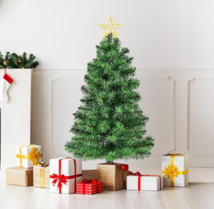 lot 51887 image: Tabletop Premium Artificial 3Ft Small Mini Christmas Tree for Home, Office, Indoor and Outdoor Decor,Holiday Decoration,Easy Assembly Metal Hinges & Foldable Base.Green Tree