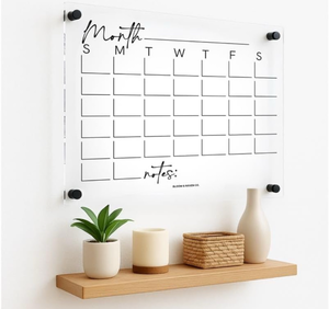 lot 51890 image: Premium Acrylic Calendar for Wall (16.75 x 13.25 x 14) Acrylic Family Wall Calendar, Clear Calendar for Wall, Calendar Dry Erase Board for Wall, Home, Office, or Family Command Center