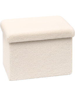 lot 51893 image: PINPLUS Storage Ottoman Cube Ottoman Foot Rest,Small Foldable Portable Boucle Upholstered Sherpa Ottomans, Faux Teddy Fur, White 16.5x12.6x12.6
