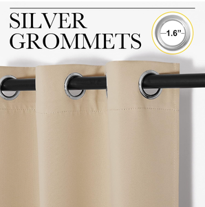 lot 51903 image: Blackout Curtains Panels for Living Room, 2 Panels, 66 x 80 Inch, Biscotti Beige, 3 Pass Microfiber Noise Reducing Thermal Insulated Solid Ring Top Blackout Window Drapes