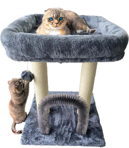lot 51917 image: BEGA PET Cat Tree Tower 19.6 inch - 4 in 1 Dark Grey Cat Scratching Posts - Cat Arch Self Groomer Widen Base & Bed, for Indoor Cats - Natural Sisal Scratcher Tall Scratch Post