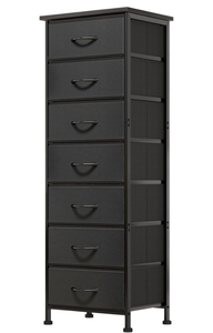 lot 51922 image: Fixwal Black Tall Dresser for Bedroom, Storage Dresser Organizer with 7 Fabric Drawers, Nightstand Furniture in Closet, Entryway, Hallway