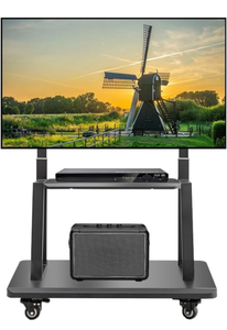 lot 51926 image: Mobile TV Cart,Rolling TVs Cart on Wheels Height Adjustable Heavy-Duty Floor Stand Base for 42-86 Inch LCD LED OLED Flat Panel Screens Smartboard Movable Holds up to 176lbs with Shelf
