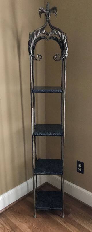 lot 2 image: Decorative Plant stand�brass with granite shelves.