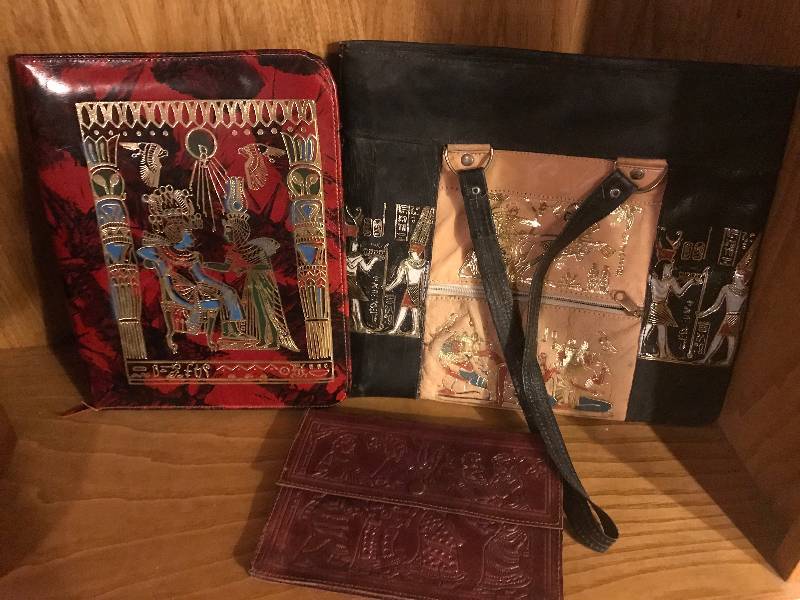 lot 287 image: Egyptian print items (bag, portfolio and wallet)