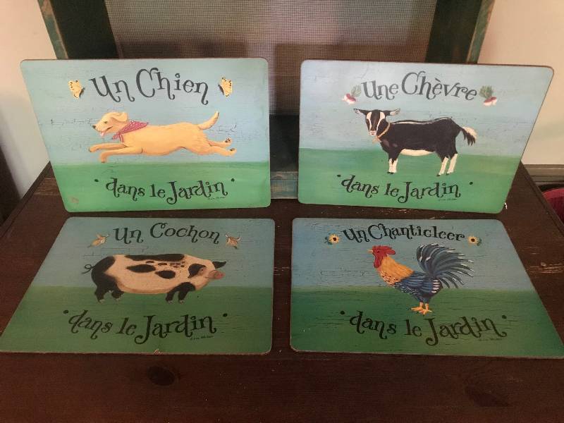 lot 299 image: Set of 4 French Country Animals--use as place mats or just for fun dcorcrafts