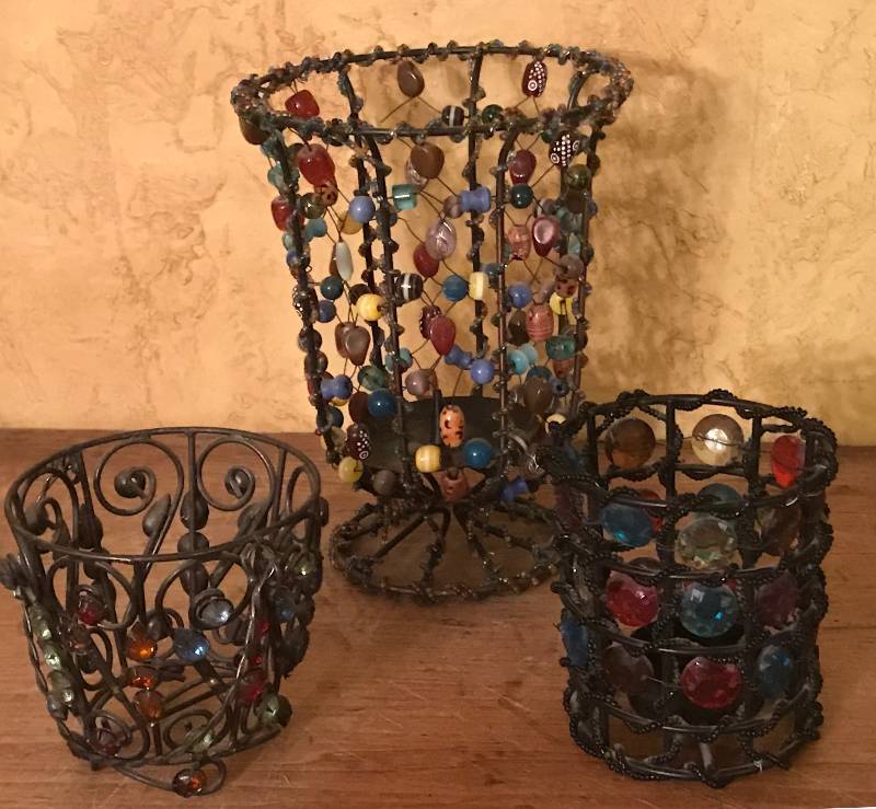lot 1038 image: Beaded Vases