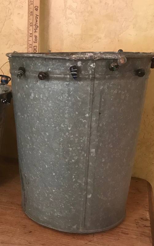 lot 1039 image: Beaded Galvanized Bucket 12 12 height