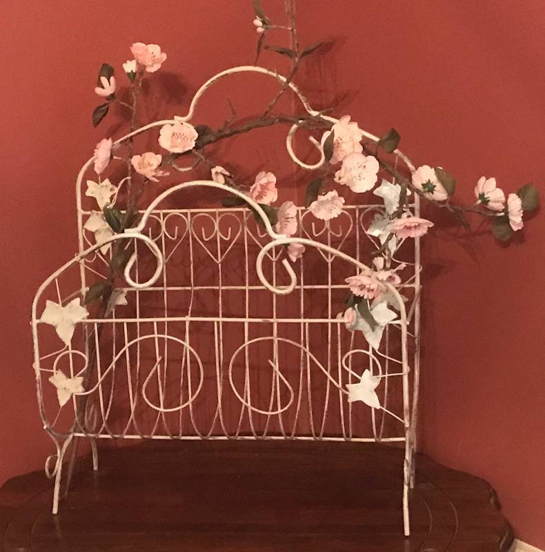 lot 1073 image: Cherry Blossoms and Metal Magazine Rack