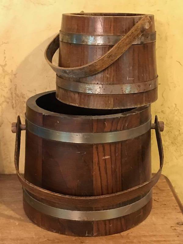 lot 18 image: Set of Wood Barrell Buckets