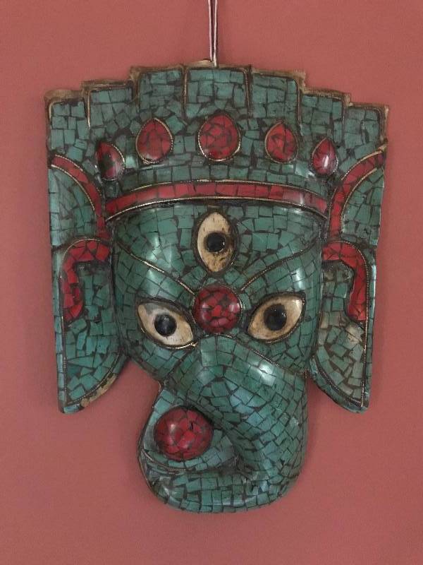 lot 63 image: Ganesh metaltiled mask from Thailand