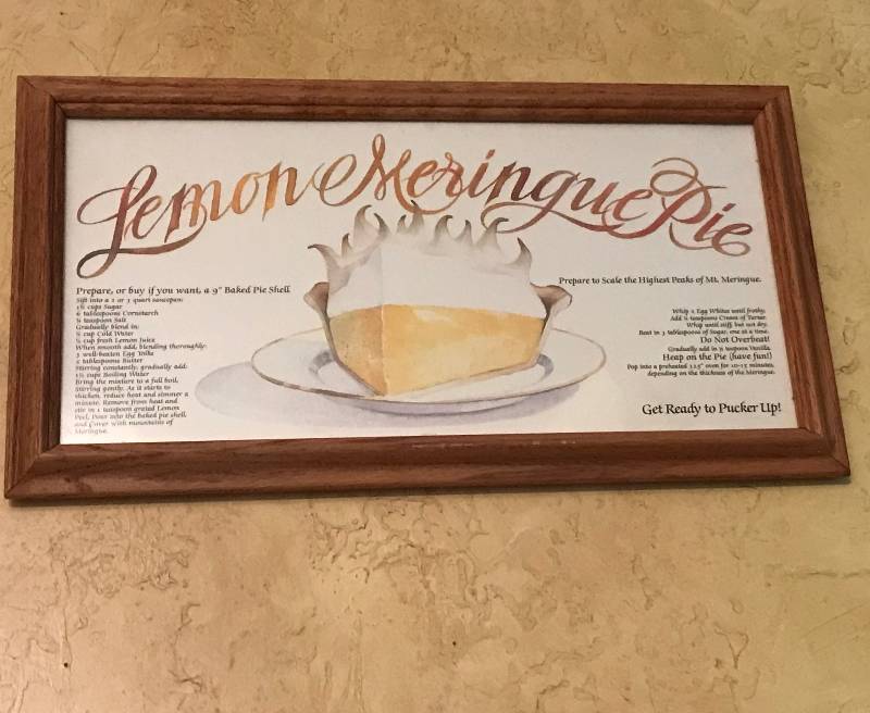 lot 166 image: Vintage Framed Lemon Meringue Pie Recipe and Wall Art