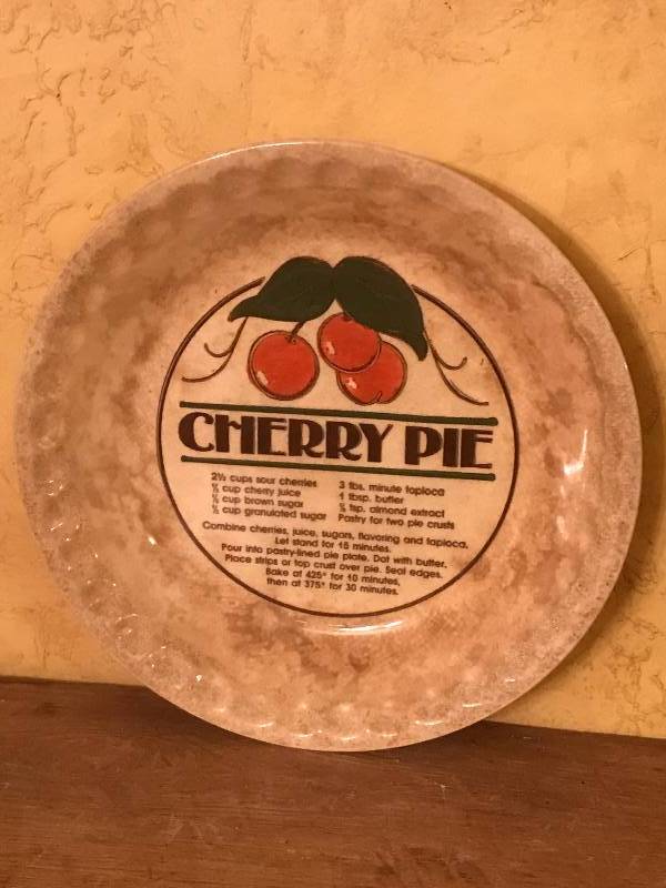 lot 128 image: Vintage Cherry Pie Plate with receipt