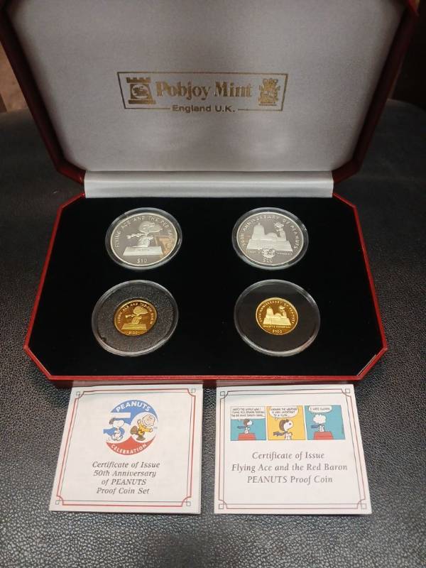 Pobjoy Mint Peanuts 50th Anniversary Proof Coin Set - Gold and