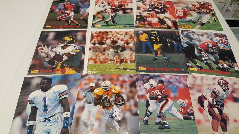 lot 1230 image: Signature Rookies Football Autograph Lot of 12 NCAA 8x10 Photos w Amani Toomer Eric Rhett
