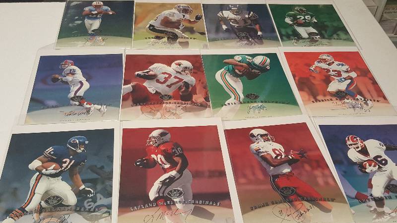 lot 1229 image: 1997 Leaf Signature 8x10 Jumbo Autographed Football Cards Lot of 12 w Todd Collins & Tamarik Vanover