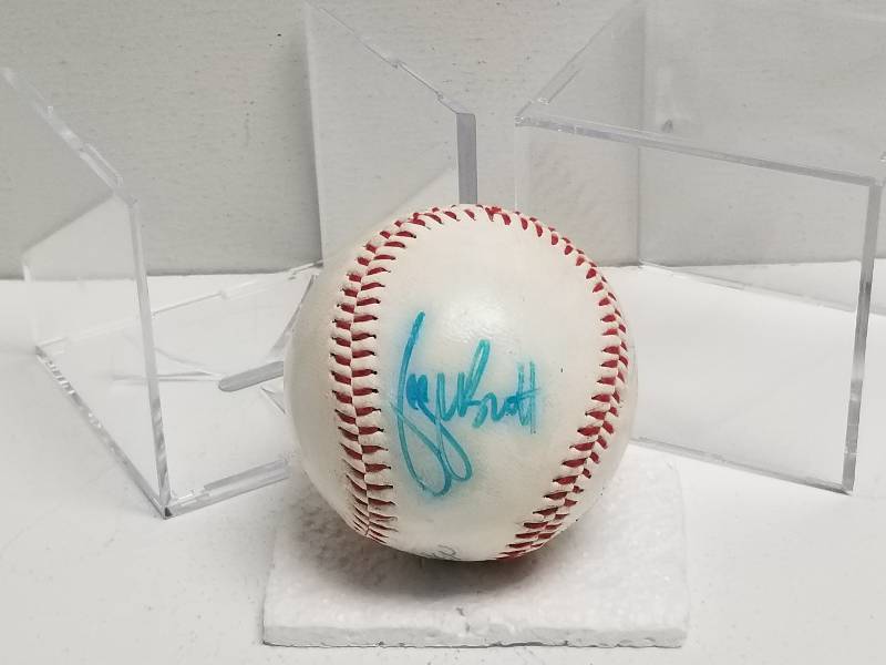 lot 1130 image: George Brett & Bo Jackson Autographed Kansas City Royals Logo Baseball w COA