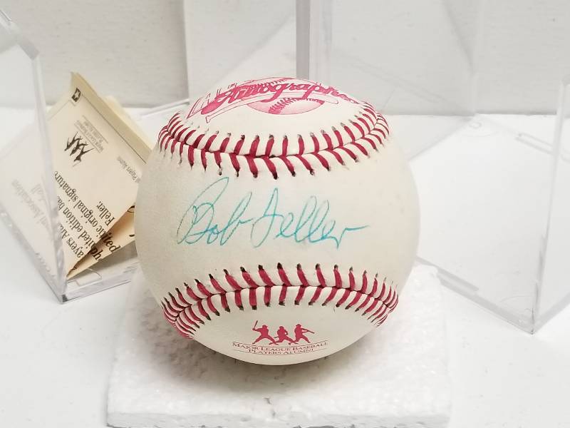 lot 1134 image: Bob Feller Autographed Major League Baseball Players Alumni All-Star Logo w COA