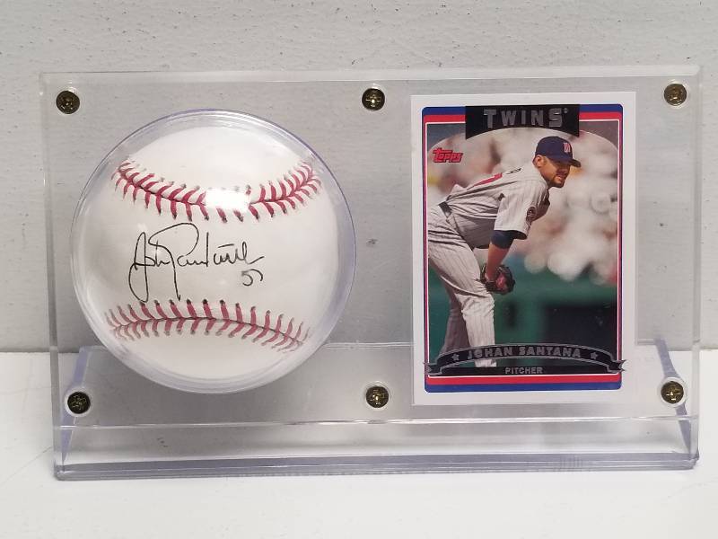 lot 1139 image: Johan Santana Autographed Rawlings Official Major League Baseball w Display Stand & COA