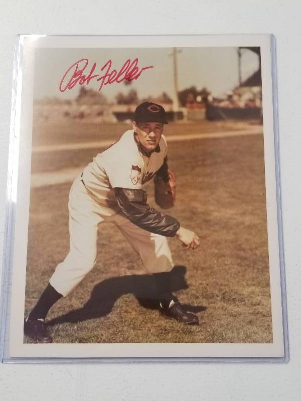 lot 1148 image: Bob Feller Autographed 8x10 B&W Photo Print Cleveland Indians HOF w COA