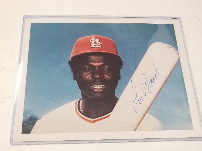 lot 1150 image: Lou Brock Autographed 8x10 Photo Print St. Louis Cardinals w COA