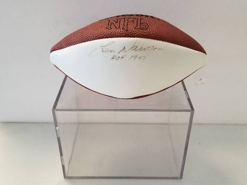 lot 1155 image: Len Dawson Autographed Wilson Mini NFL Football w Inscription & COA
