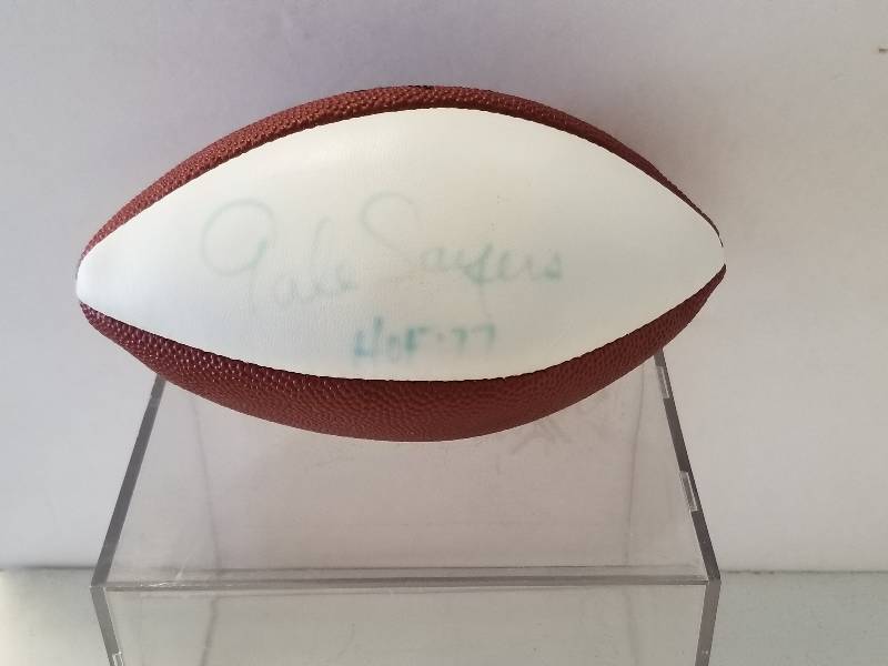 lot 1156 image: Gale Sayers Autographed Wilson Mini NFL Football w Inscription & COA