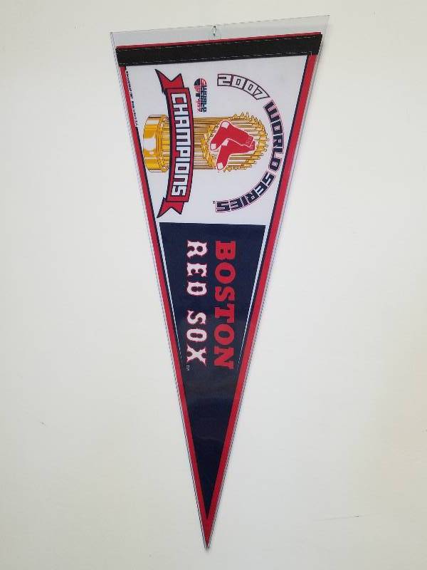 lot 1160 image: 2007 Boston Red Sox World Series Champions Full Size Felt Pennant w Display Case