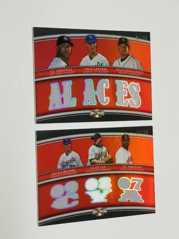 lot 1183 image: 2010 Topps Zack Greinke Triple Threads Kansas City Royals Jersey Card Lot