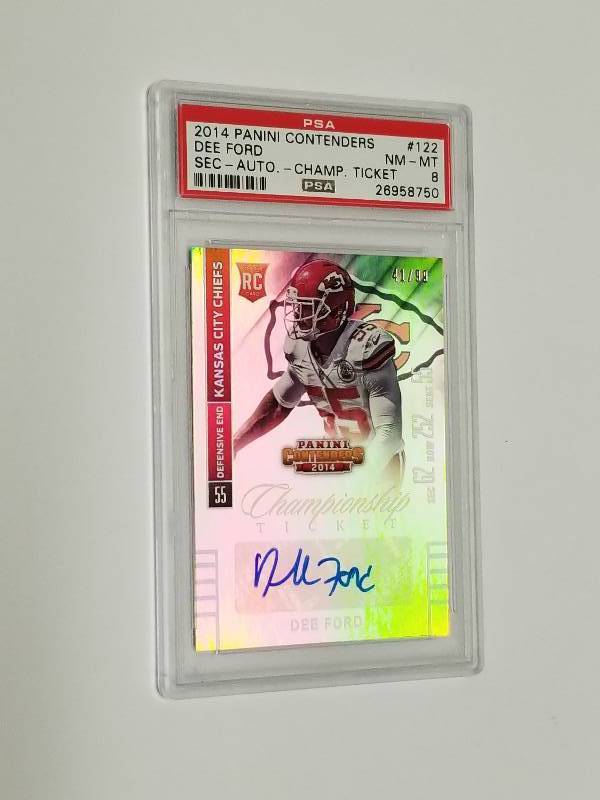 lot 1192 image: 2014 Contenders Dee Ford Autograph Rookie Card Graded PSA 8 Limited 99 Chiefs