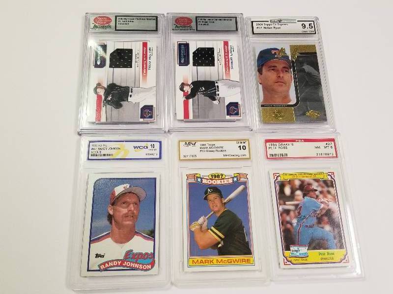 lot 1198 image: Graded Baseball Card Lot of 6 w Randy Johnson Nolan Ryan McGwire Schmidt