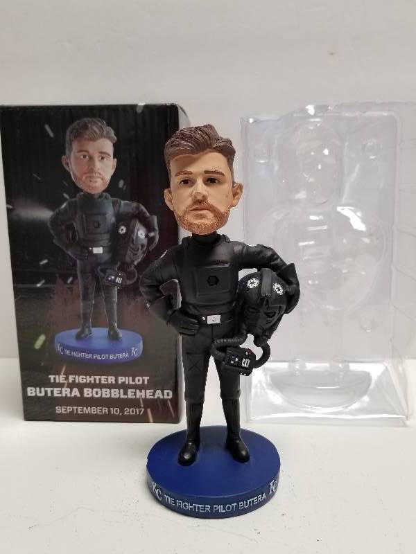 lot 1201 image: Drew Butera Kansas City Royals Star Wars Tie-Fighter Bobblehead 2017 SGA New w Box