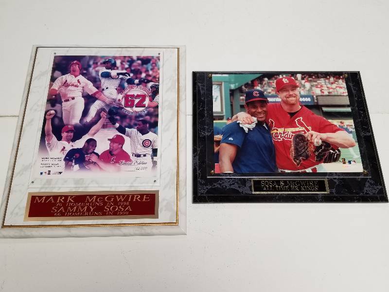 lot 1209 image: Mark McGwire & Sammy Sosa 14 x 10 Plaque Lot Limited w Photo