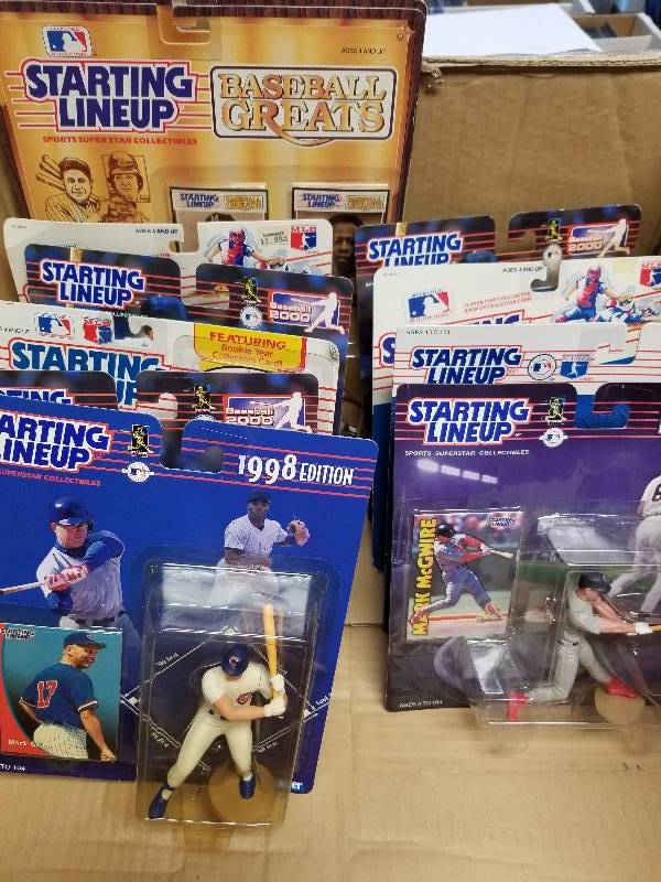 lot 1213 image: Starting Lineup MLB Baseball Lot of 10 w Hank Aaron Eddie Mathews Mark McGwire New