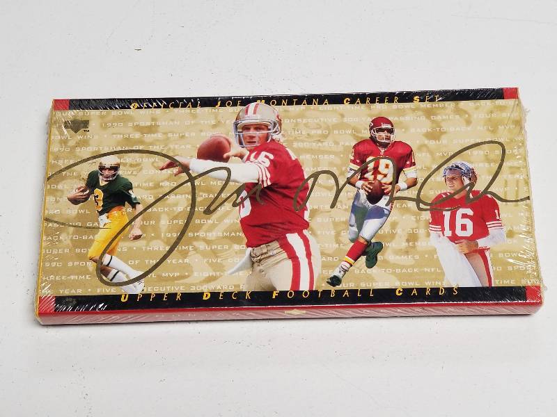 lot 1216 image: 1995 Upper Deck Joe Montana Commemorative Football Complete Set Limited Chiefs & 49ers New