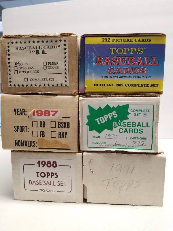 lot 1226 image: Topps Complete Set Run 6 Different From 1986-1991 w Rookies All-Stars & HOFers