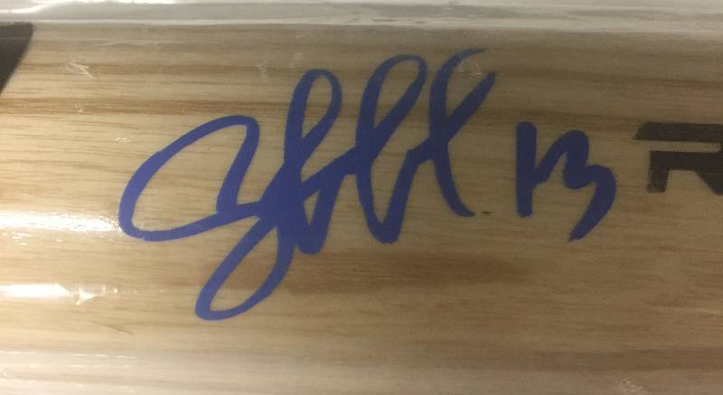 lot 1009 image: Signed Salvador Perez Rawlings Full Sized Baseball Bat Blue Ink James Spence Authentication WITNESSED 100% Real