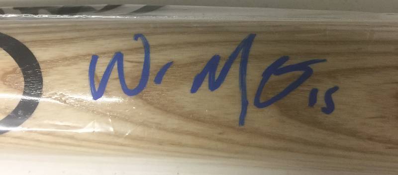 lot 1011 image: Signed Whit Merrifield Official Rawlings Full Sized Baseball Bat in Royal Blue Ink With James Spence Authentication and Certificate of Authenticity