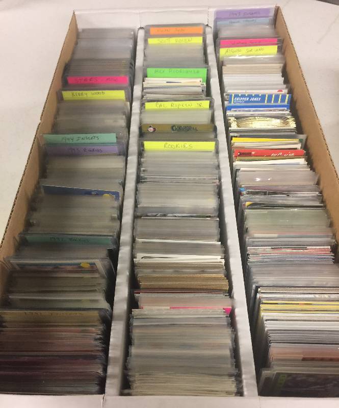 lot 1099 image: 3 Row Box Loaded With Cards of Stars, Hall of Famers, Rookies Hundreds, Maybe over 1,000 Hall of Fame Baseball Cards