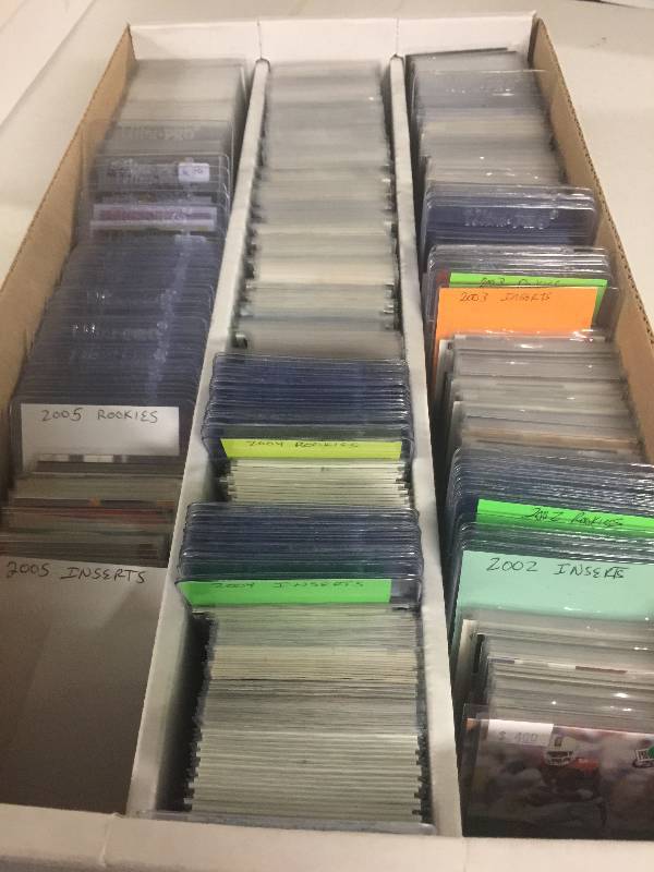 lot 1098 image: 3 Row Box Full of Football Cards from 2002 to 2005 Loaded With ONLY Rookies & Inserts