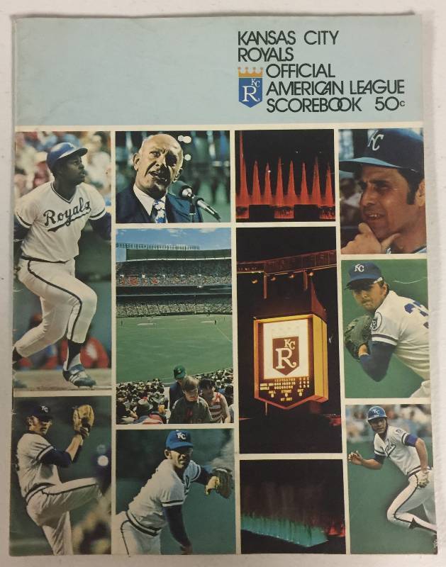 lot 1057 image: Official 1974 Kansas City Royals American League Scorebook 2nd Edition - First Appearance of George Brett as a Royal