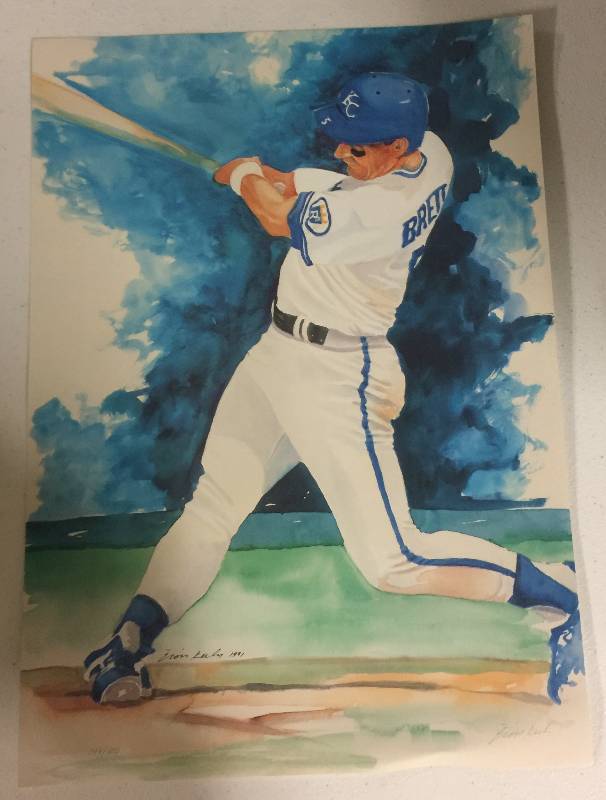 lot 1061 image: 11x14 Print George Brett Kansas City Royals signed by Artist Eron Keely and Numbered #146500